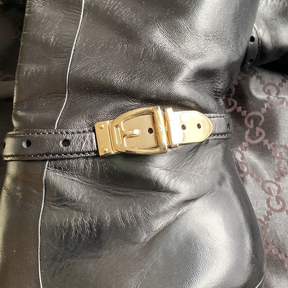 Gucci knee high stiletto boots w gold buckle - Picture 3 of 6